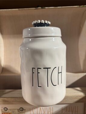 Rae Dunn White 'FETCH' Dog Treat Jar